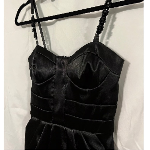 🔥Satin Corset Top Spaghetti Strap Black Mini Dress - Picture 2 of 7
